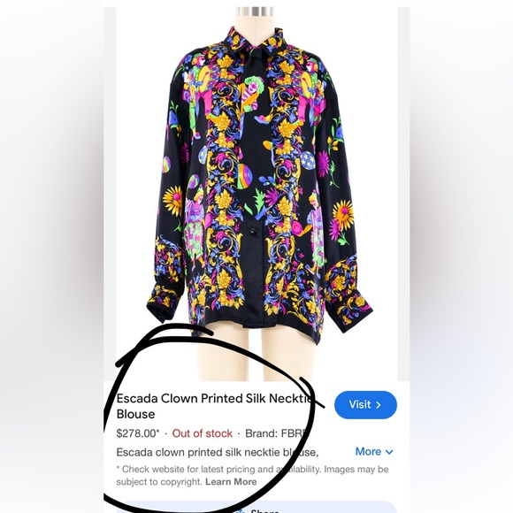 ESCADA BAROQUE JOVIAL CLOWN PRINT SHIRT - Picture 2 of 5